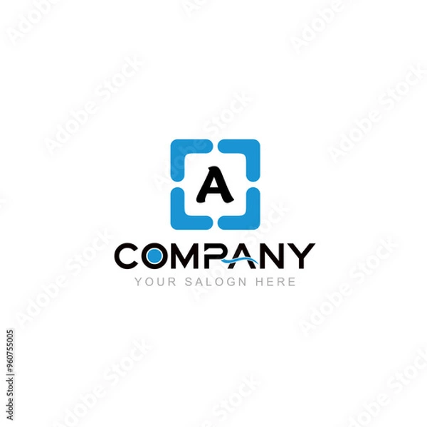 Fototapeta Letter A Logo Vector Design Illustration with Company Name and Your Text Here . Logo Template on white background.
