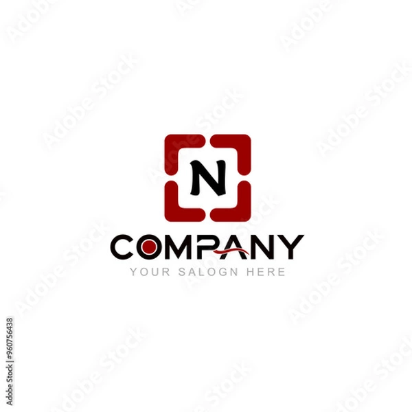 Fototapeta Letter N Logo Vector Design Illustration with Company Name and Your Text Here . Logo Template on white background.
