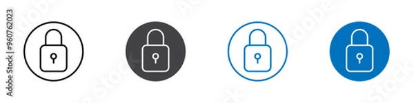 Obraz Lock icon flat editable icon mark set.
