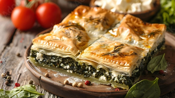 Obraz Greek Spanakopita With Spinach And Feta Cheese.