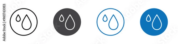 Obraz Water drops icon flat editable icon mark set.