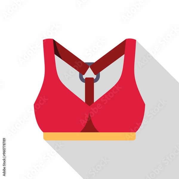 Fototapeta Red sports bra with clasp fastener, a garment designed for support and comfort during physical activity