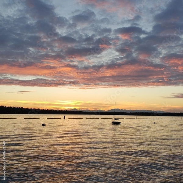 Obraz sunset on the lake