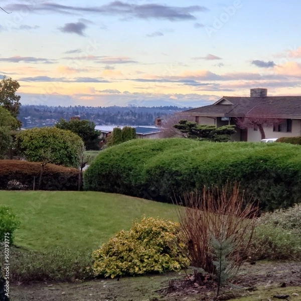 Obraz sunset in the village