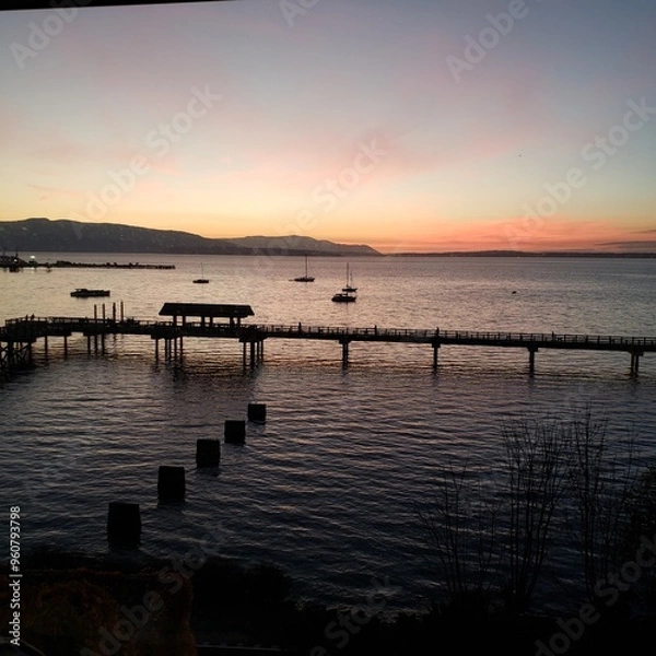 Fototapeta sunset on the pier