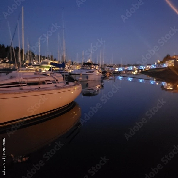 Obraz boats at night