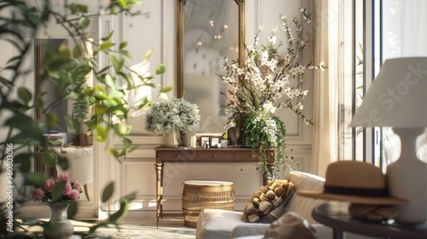 Obraz Sunlit Serenity: Luxurious Apartment with Elegant Decor and Natural Elements