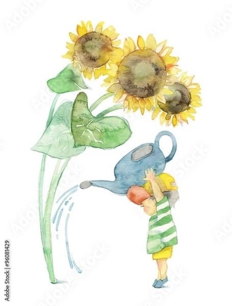 Obraz 向日葵と男の子