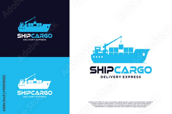 Obraz Logistic ship transportation logo design