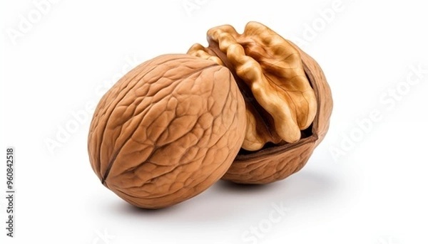 Fototapeta walnuts on a white background