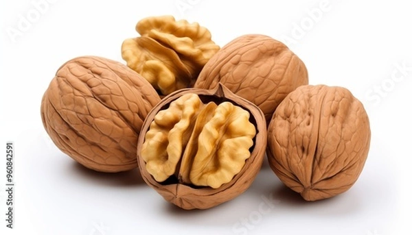 Fototapeta walnuts on a white background