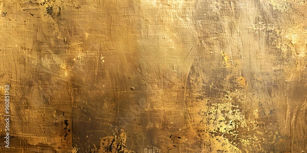 Fototapeta Worn distressed grunge gold background with vintage patina and rough texture for a rustic look