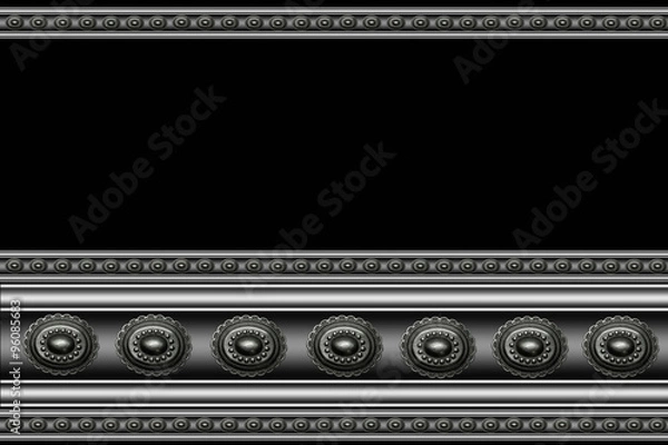 Fototapeta black background with horizontal ornament closeup