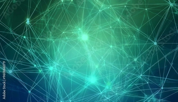 Obraz Abstract polygonal background from lines, dots and glowing particles with plexus effect