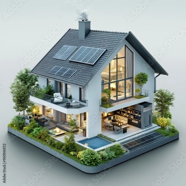 Fototapeta Detailed Focus on Specific Energy-Saving Features