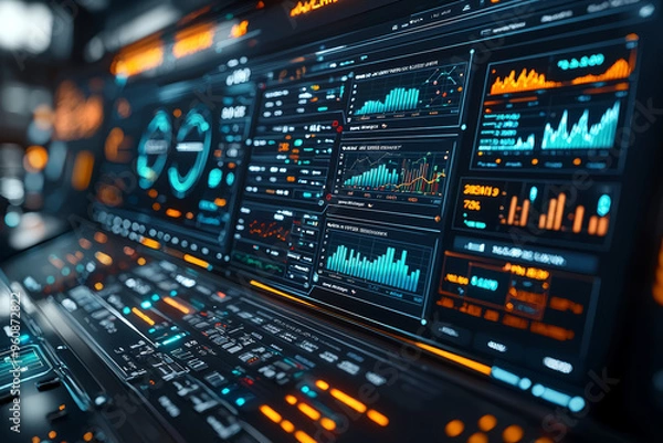 Fototapeta A digital dashboard displaying real-time financial data and analytics, demonstrating the tools used for business performance monitoring.