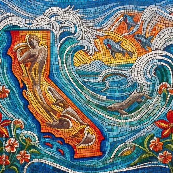 Obraz California State graphic design artwork. 