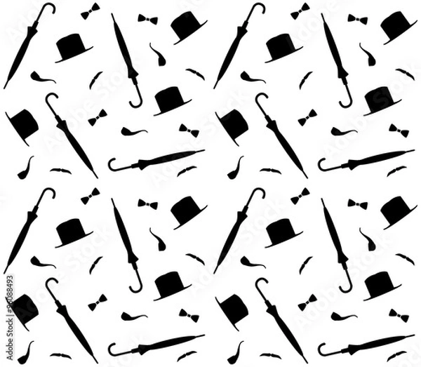 Fototapeta Pattern with hat and umbrella