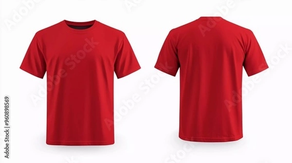 Obraz 
Blank red t shirt front and back mockup, plain cotton tshirt mock up design template. T shirt design template, nice tee shirt isolated on white background