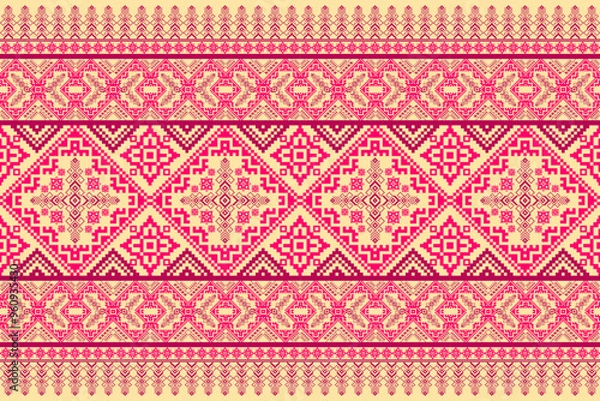 Fototapeta Pixel Art Textile Patterns Seamless Fabric Backgrounds.Abstract