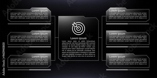 Obraz Futuristic infographic with transparent chart. Modern visualization six steps