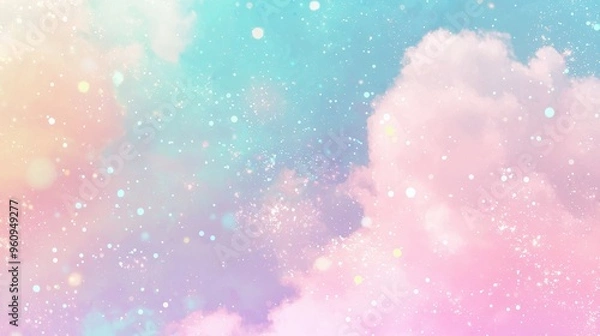 Obraz Abstract Pastel Pink Blue Sky with Sparkling Glitter Background