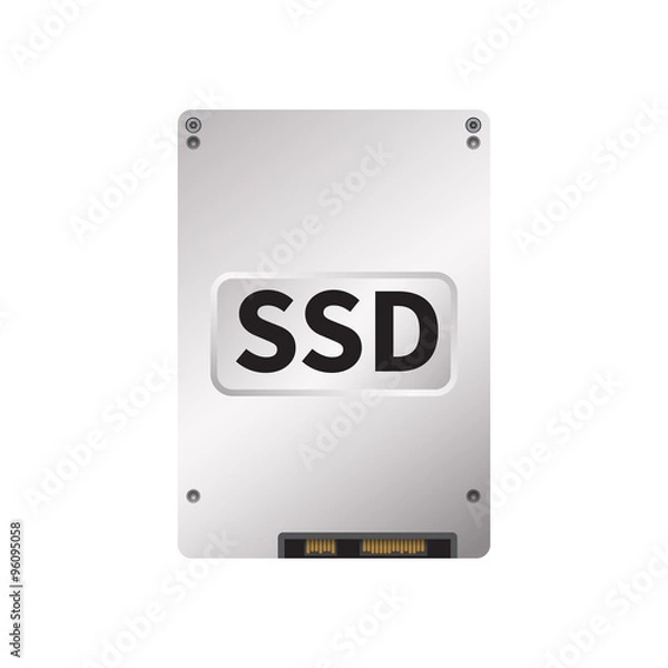 Fototapeta Vector illustration of solid-state disk drive icon front view