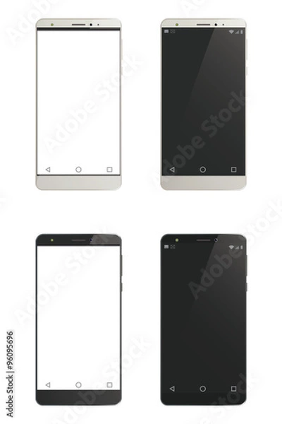 Fototapeta Four vector cell phones with on background.