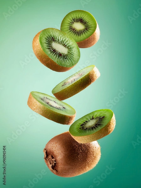 Obraz kiwi fruit on green background