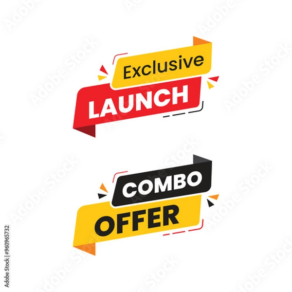 Fototapeta Vector exclusive launch and combo offer design-labels set design. Vector illustration for social media. vector sticker.