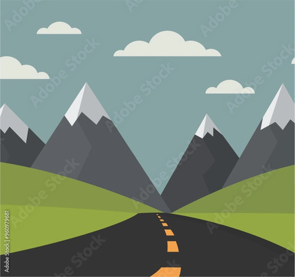 Obraz highway landscape mountains vector illustration
