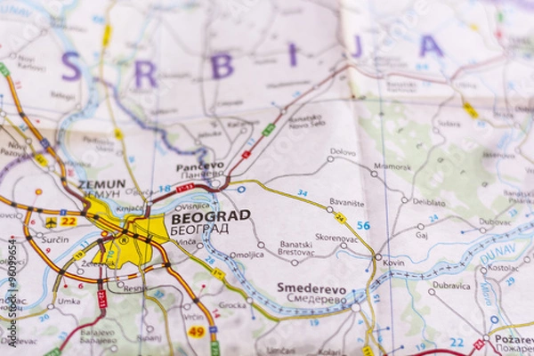 Obraz Belgrade on a map