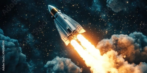 Obraz Spacecraft Launch in a Cosmic Space Scene