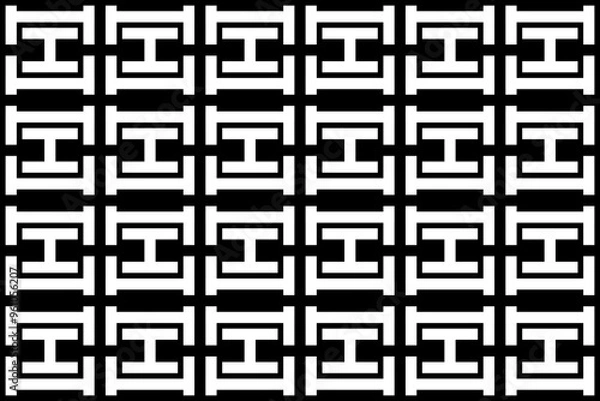 Fototapeta Bold Black and White Geometric Interlocking Grid Pattern