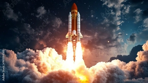 Obraz Space Shuttle Launch Through the Clouds