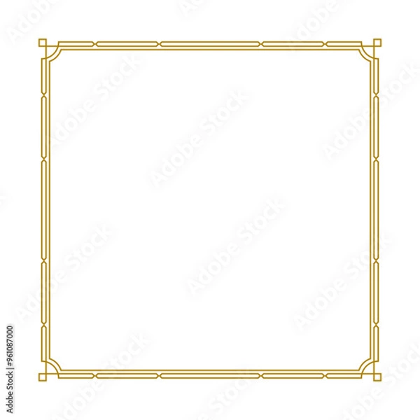 Obraz square gold border frame.eps