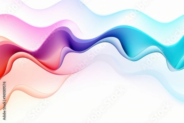 Fototapeta Futuristic iridescent color dynamic flow wave background wallpaper decoration web page in white background