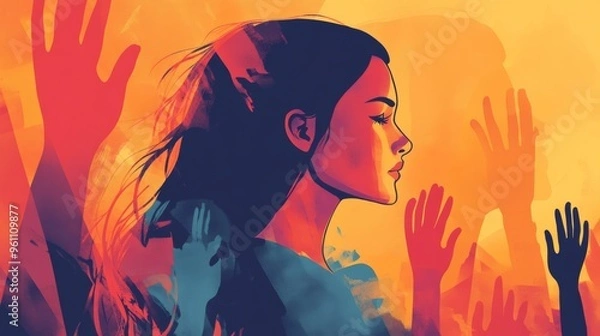 Fototapeta Illustration of concept of International Day for the Elimination of Violence against Women , Generative AI