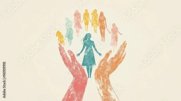 Fototapeta Illustration of concept of International Day for the Elimination of Violence against Women , Generative AI