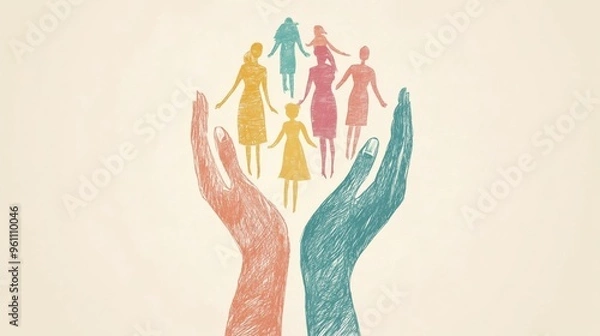 Fototapeta Illustration of concept of International Day for the Elimination of Violence against Women , Generative AI