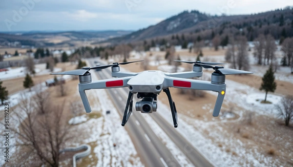 Obraz Cutting-edge drone equipped with a 4K camera, providing clear and high-quality aerial footage.