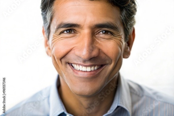 Fototapeta Close-up portrait of smiling man with positive attitude