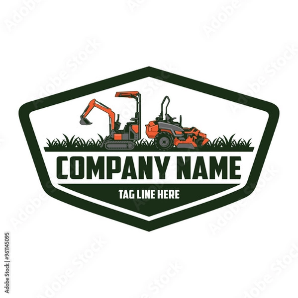 Obraz Lawn Mower, Mini Exavator,  logo vector image .