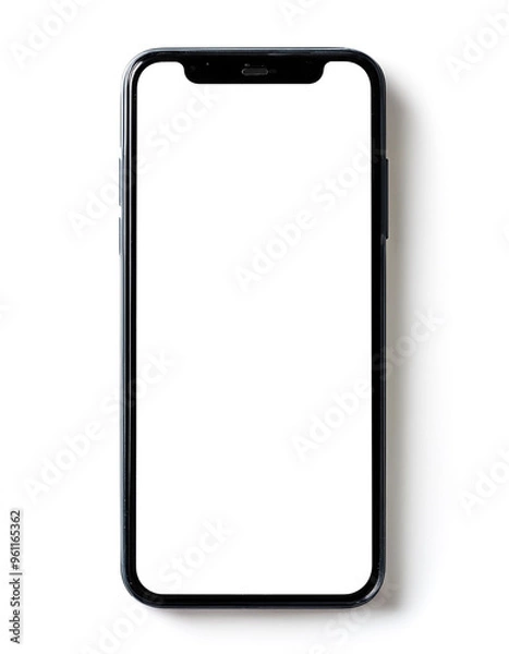 Fototapeta smartphone with blank white screen, isolated on white background