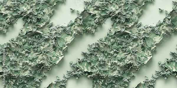 Fototapeta Abstract green three-dimensional pattern with a modern minimalist style, perfect for backgrounds or graphic design.