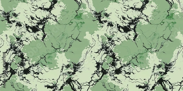 Fototapeta The texture of abstract green and black marble features veins and swirls. You can use this seamless pattern for various design projects such as backgrounds, wallpapers, and prints.