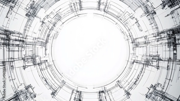 Fototapeta Engineering concept with large central space, elements on sides.