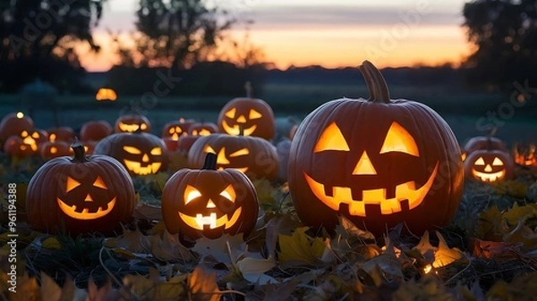 Obraz Halloween banner design with happy Halloween text. Ai  generated