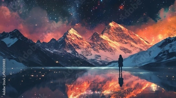 Fototapeta mountains under the night sky
