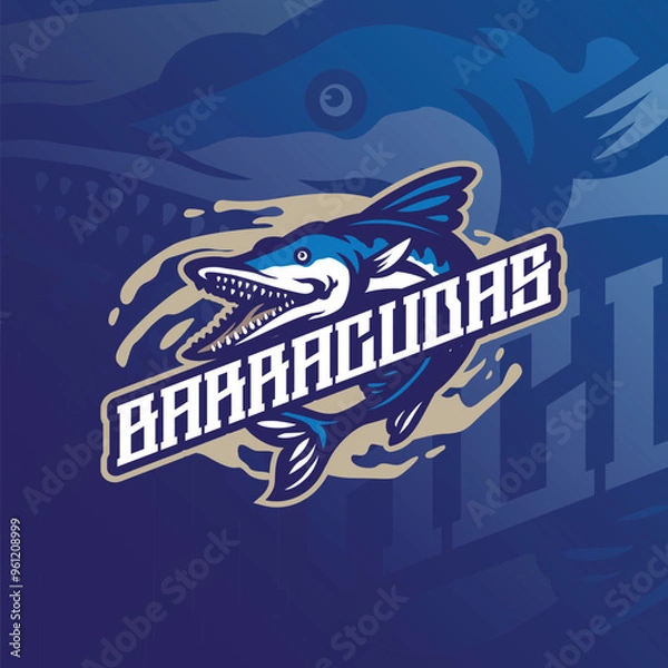 Obraz Barracuda mascot logo design with modern illustration concept style for badge, emblem and t shirt printing. Angry barracuda illustration.